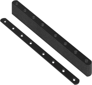 10 Pack Black Flat Mending Plate, 11-5/8" x 3/4" Steel Straight Connector for Wood