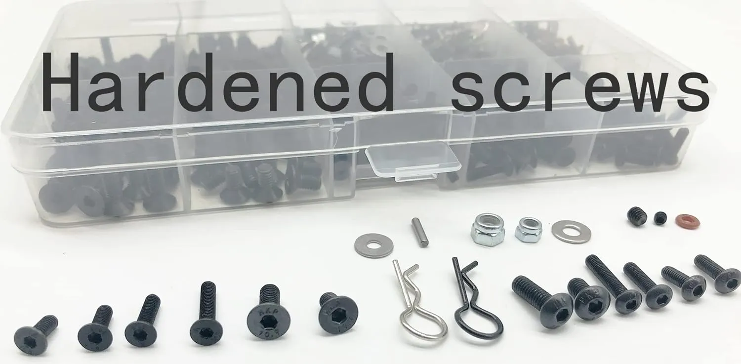 1000pcs Universal RC Screw Kit Screws Assortment Set, Hardware Fasteners for Traxxas Axial Redcat HPI Arrma SCX10 Losi 1/8 1/10 1/12 1/16 Scale RC Cars Trucks Crawler (1000pcs RC Screws)