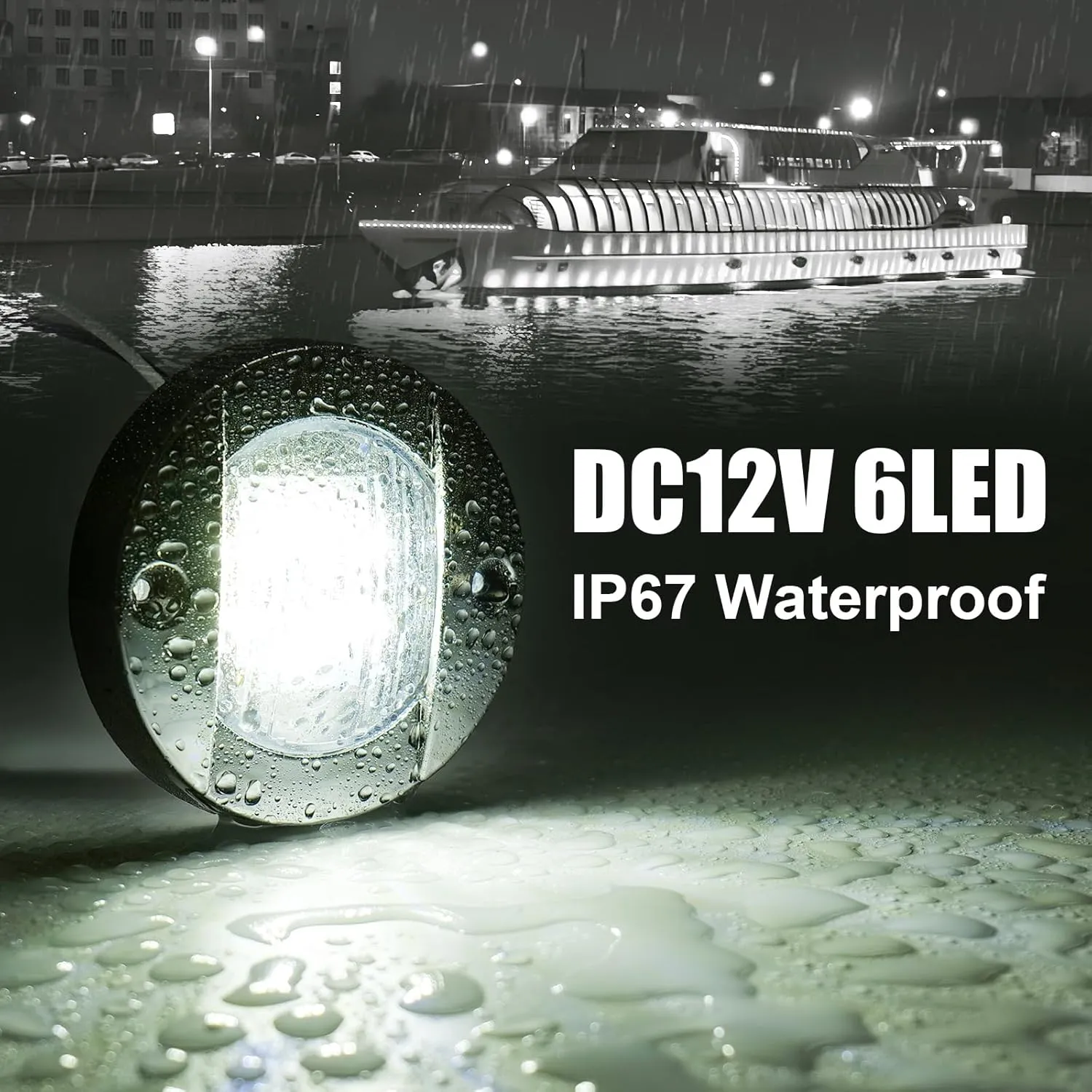 12Pack DC12V 3" Round Marine Boat LED Navigation Lights Stern Anchor Transom Deck Courtesy Light Interior Lamp Waterproof for Pontoon Kayak Sailboat Fishing Boat - White