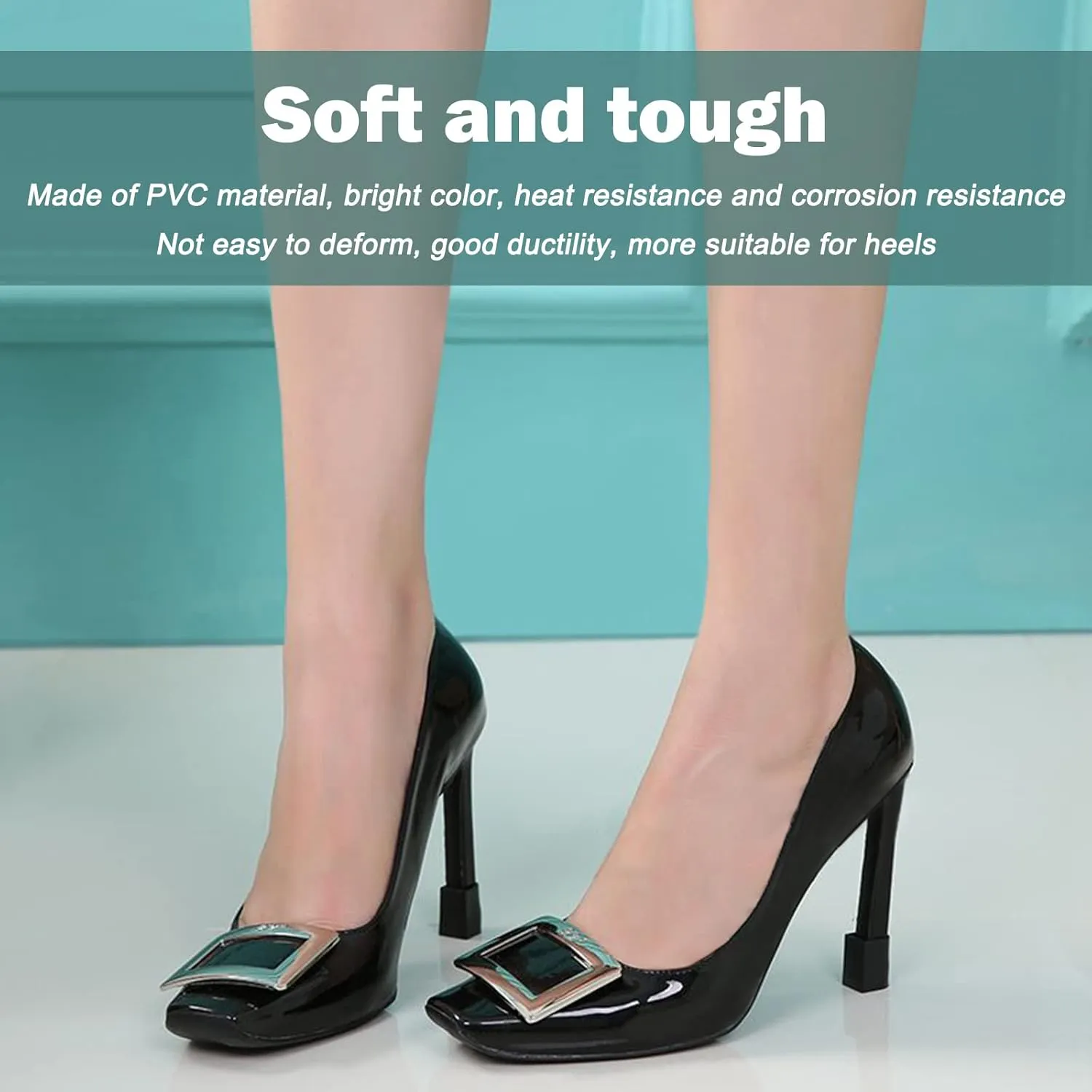 16 Pairs High Heel Protectors Stiletto Repair Caps & Stoppers - 4 Sizes Tip Covers, Noise Reducing, Slip-On Caps (Clear)