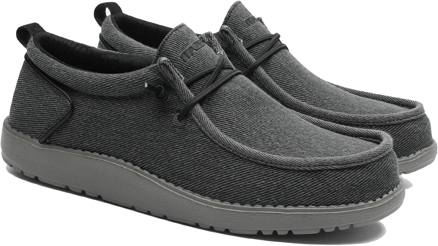 1TAZERO Men's Wide Comfortable Boat Shoes - Loafers with Arch Support, Black