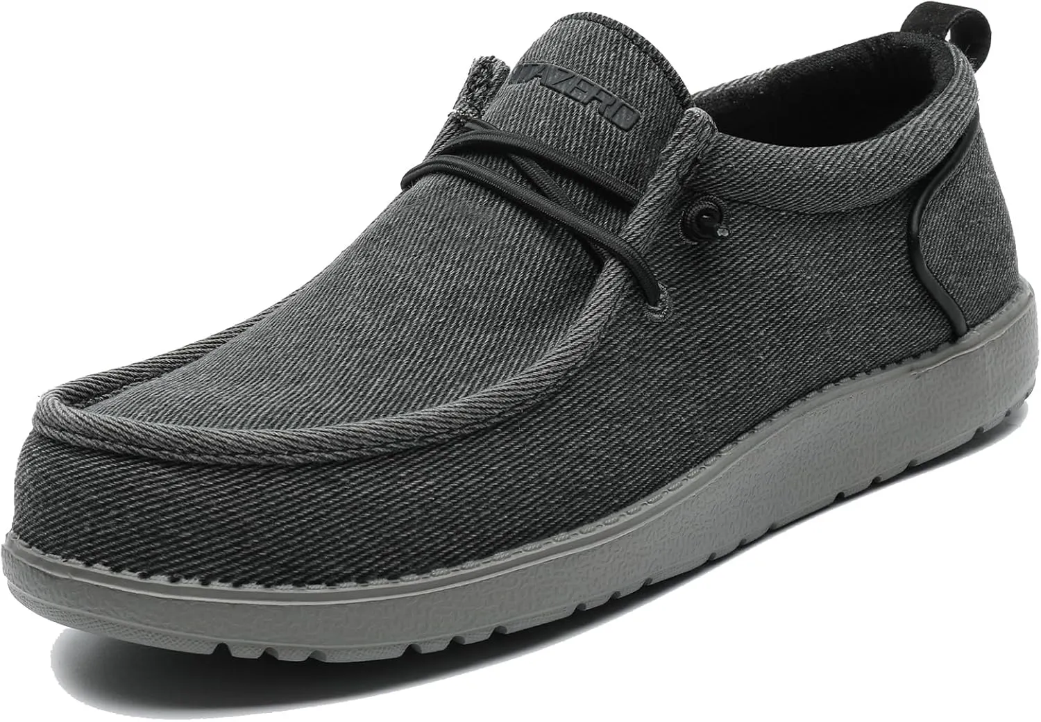 1TAZERO Men's Wide Comfortable Boat Shoes - Loafers with Arch Support, Black