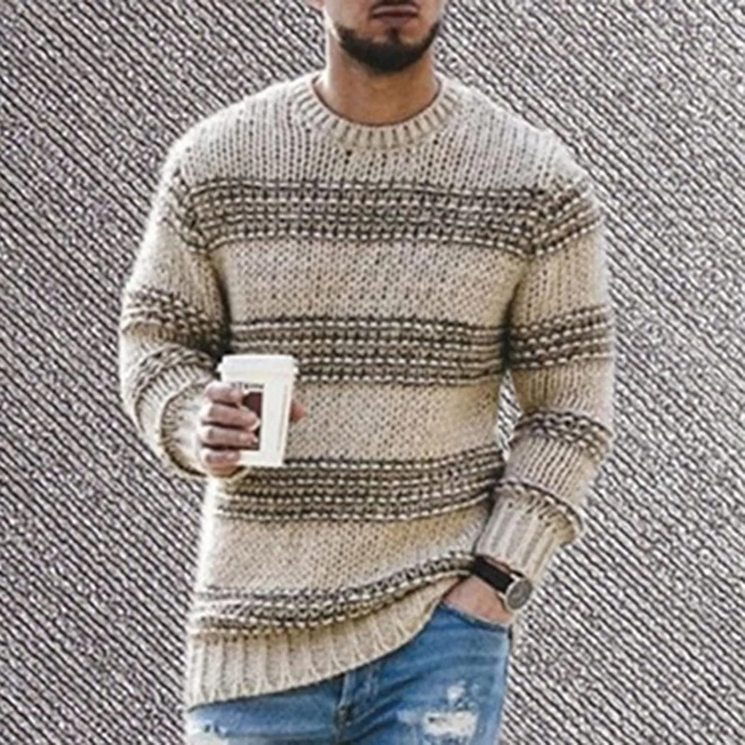 2024 Fashion Pullover for Men's Hooded Knitwear Sweaters Coat Flat Knitted Loose Plus Size Sweatshirt Jacket