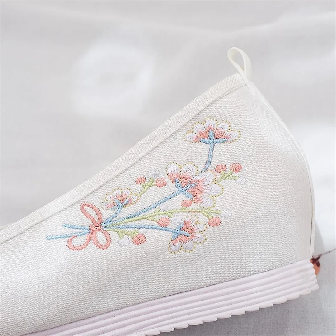 3Cm Hidden Wedges Women Cotton Hanfu Shoes Retro Cosplay Costume Platforms Chinese Embroidered Shoes
