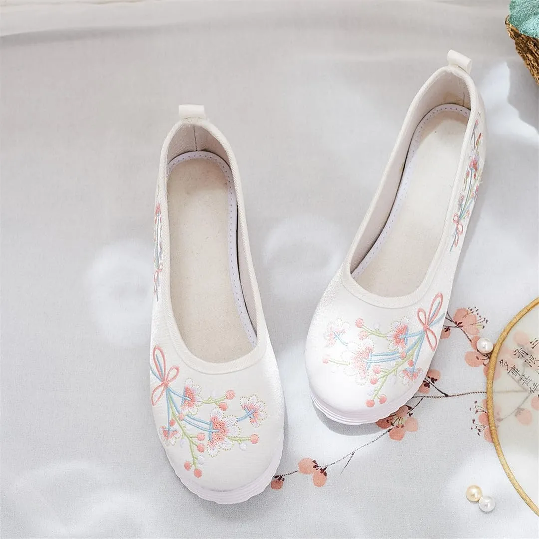 3Cm Hidden Wedges Women Cotton Hanfu Shoes Retro Cosplay Costume Platforms Chinese Embroidered Shoes