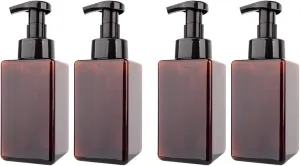 4 Foaming Soap Dispenser 15Oz Refillable Foam Liquid Empty Plastic Pump - Brown 450Ml