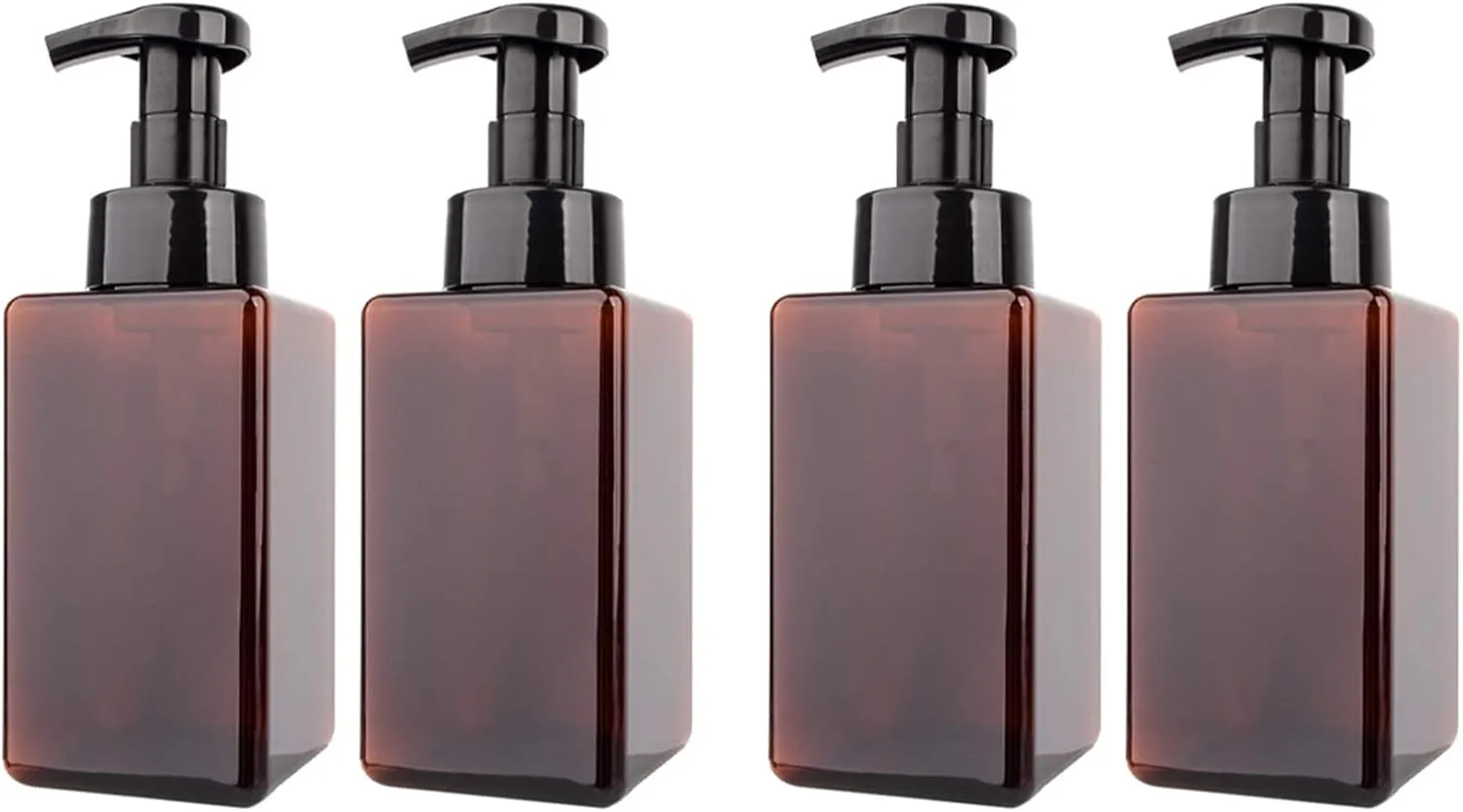 4 Foaming Soap Dispenser 15Oz Refillable Foam Liquid Empty Plastic Pump - Brown 450Ml