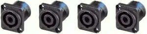 (4) Neutrik NL4MPXX 4-Pole Locking Speaker Speakon 4 Pin Panel Mount, Solder Tabs