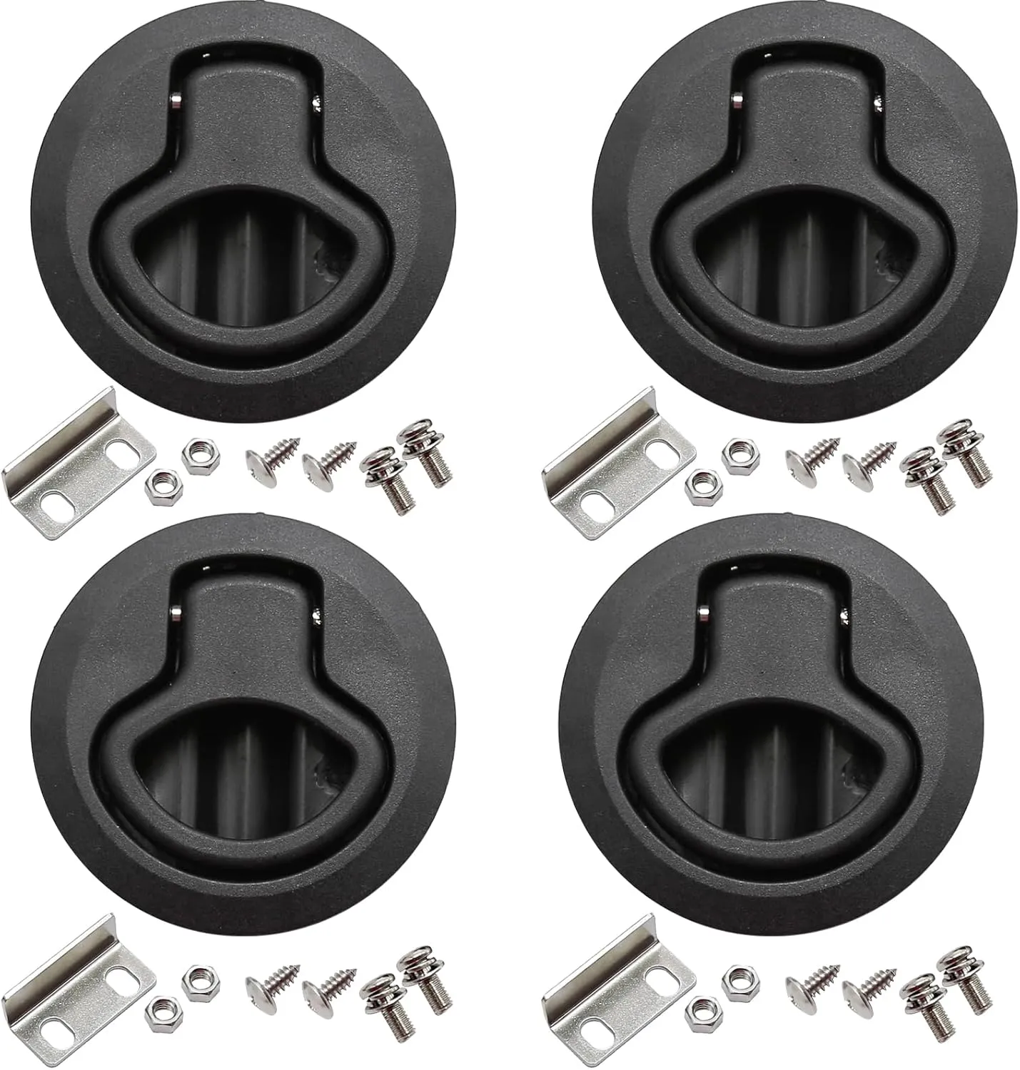 4PCS Boat Slam Latch 2'' Flush Pull Slam Latches Round Plastic Round for RV Boat Door Hatch Cabinet Pull Locking Deck Hatch Door
