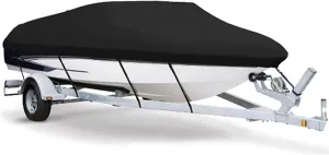 600D Yacht Boat Cover Water Resistant Scratch-Proof Anti-UV Protect Fishing Speedboat V-Shape Canvas for Boat Cover Tent B84465(11-13ft)