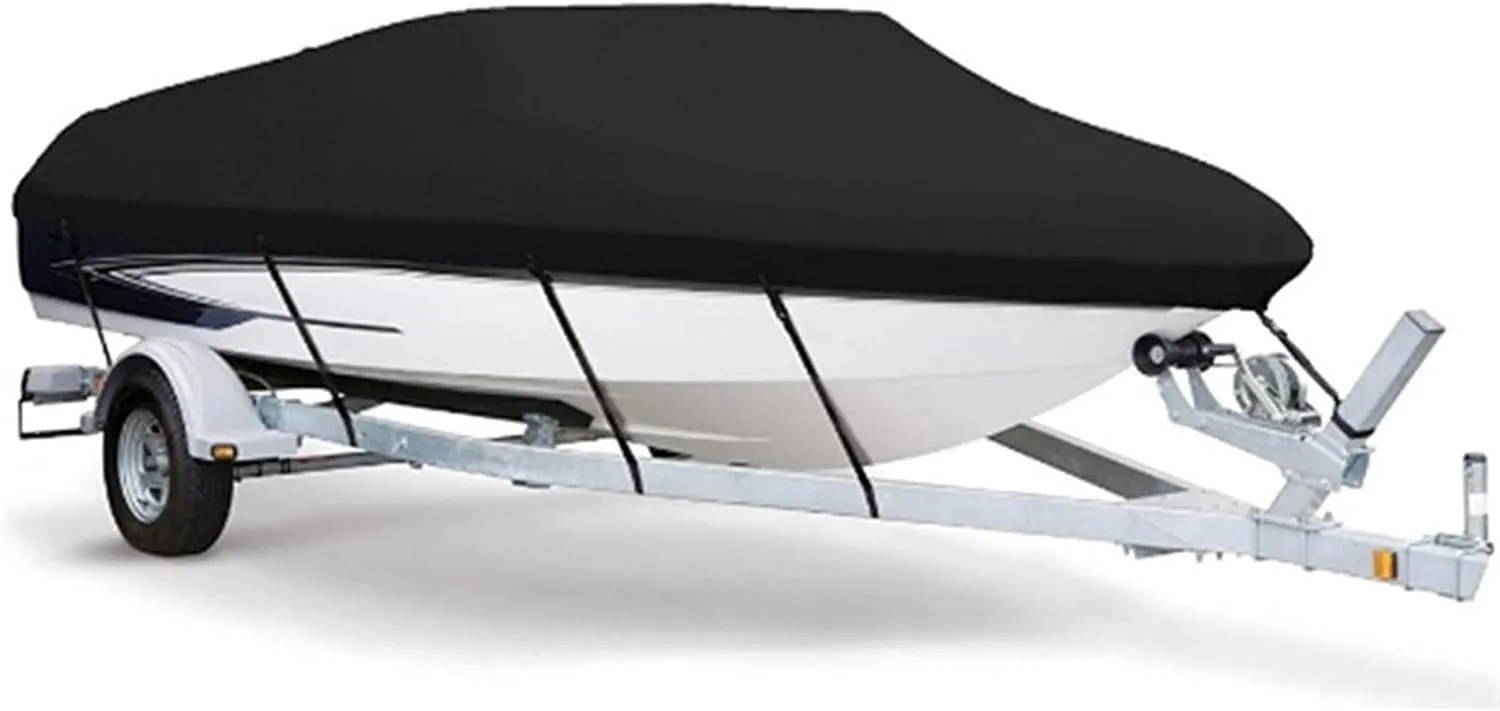 600D Yacht Boat Cover Water Resistant Scratch-Proof Anti-UV Protect Fishing Speedboat V-Shape Canvas for Boat Cover Tent B84465(11-13ft)