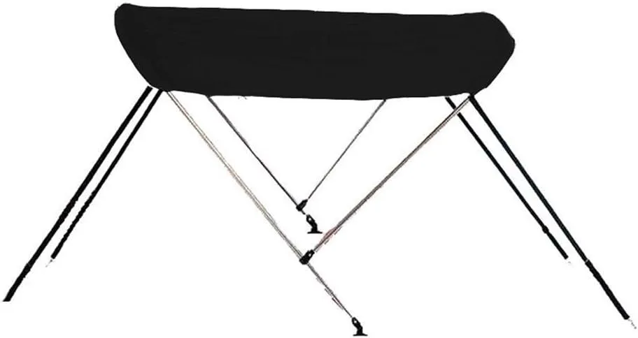 7.6 oz Black 2 Bow Round Tube Boat Bimini TOP Sunshade Compatible for STACER 359 SEASPRITE 2013-2017