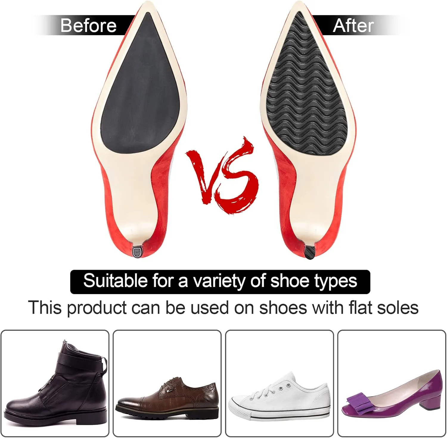 8 Pcs Shoe Grips on Bottom of Shoes No Slip Bottom Pad Self Adhesive Sole Protector Anti Slip Grips for Heel No Skid Pads for Sneakers Slippers(5.9 x 3.2 Inch,Black)