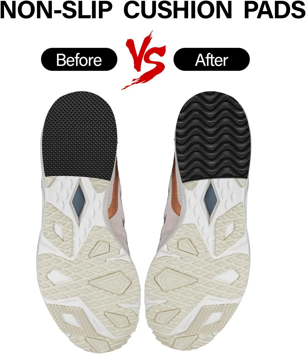 8 Pcs Shoe Grips on Bottom of Shoes No Slip Bottom Pad Self Adhesive Sole Protector Anti Slip Grips for Heel No Skid Pads for Sneakers Slippers(5.9 x 3.2 Inch,Black)