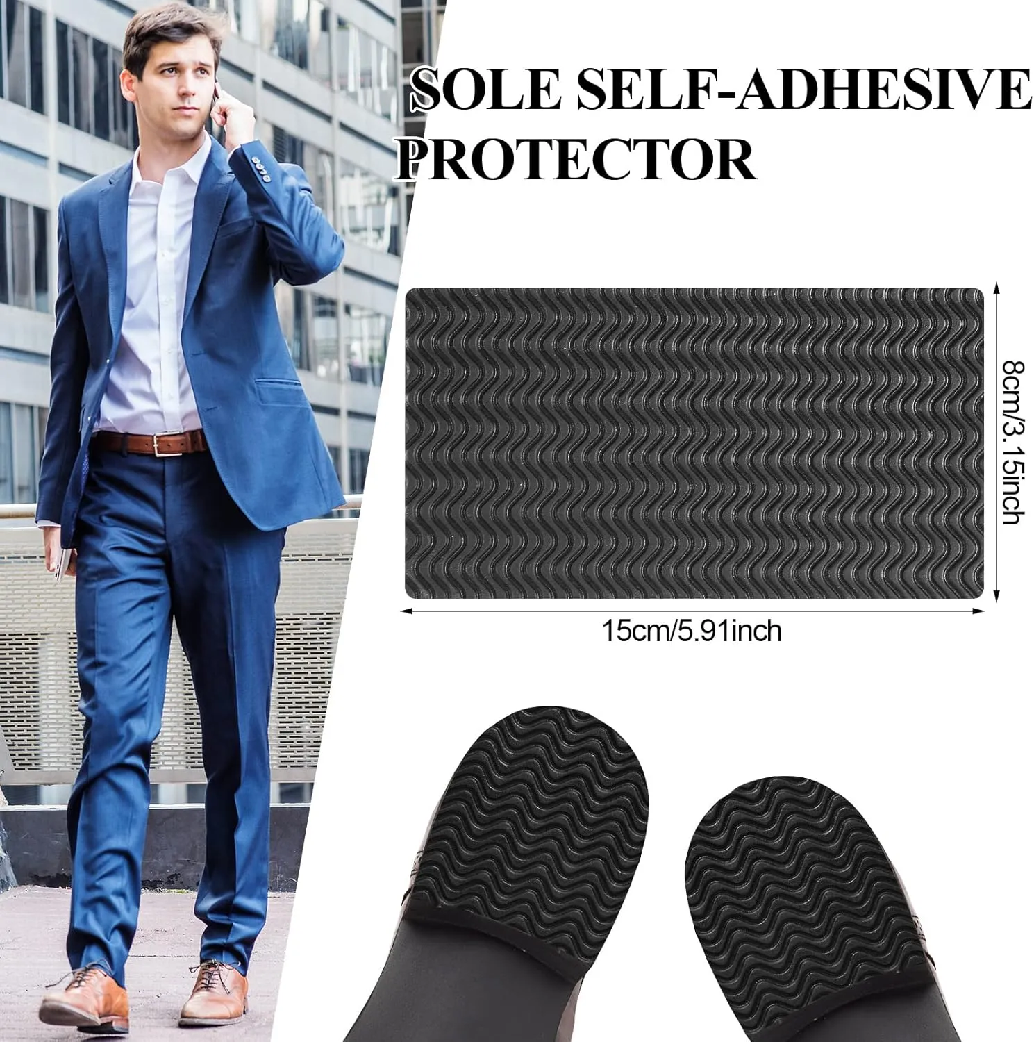 8 Pcs Shoe Grips on Bottom of Shoes No Slip Bottom Pad Self Adhesive Sole Protector Anti Slip Grips for Heel No Skid Pads for Sneakers Slippers(5.9 x 3.2 Inch,Black)