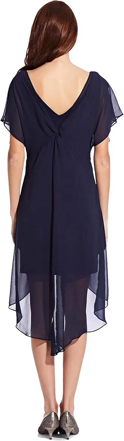 Adrianna Papell Women's Chiffon Overlay Draped Dress