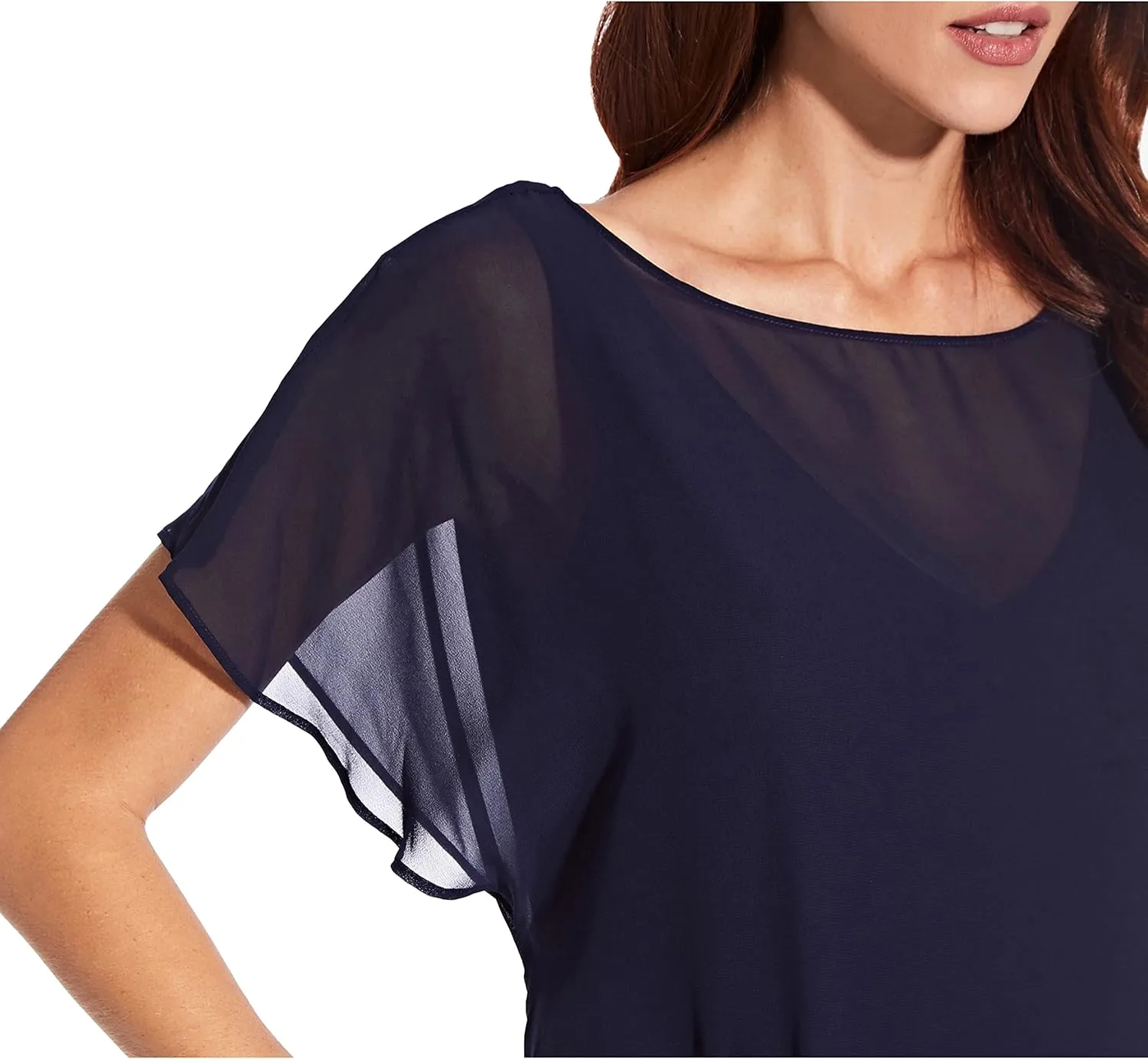 Adrianna Papell Women's Chiffon Overlay Draped Dress