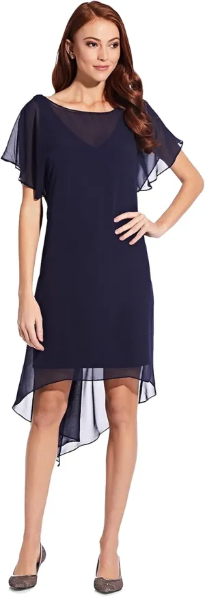 Adrianna Papell Women's Chiffon Overlay Draped Dress