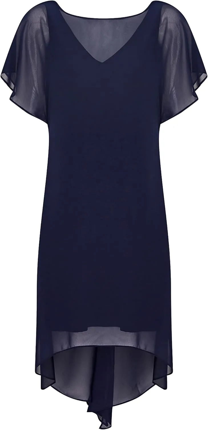Adrianna Papell Women's Chiffon Overlay Draped Dress