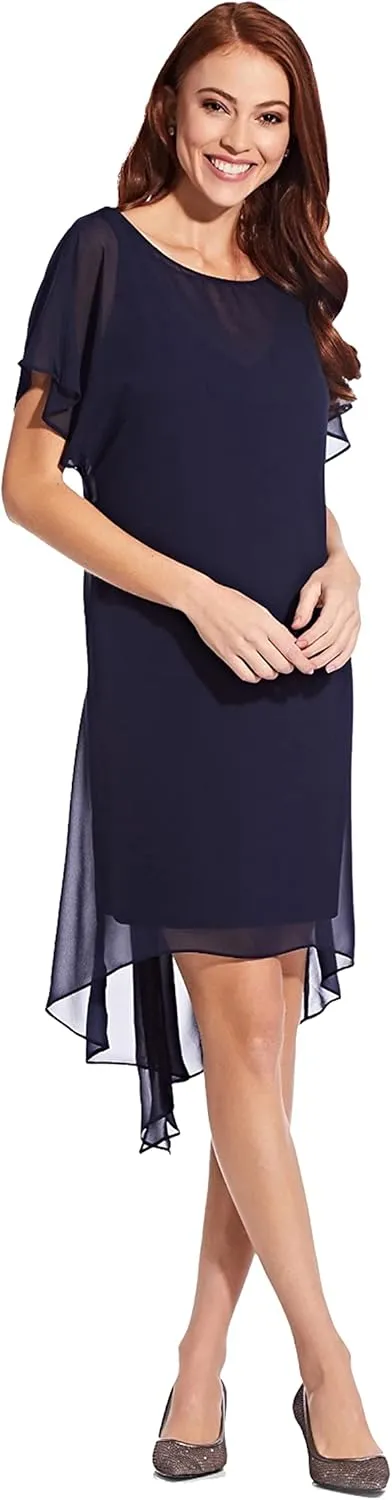 Adrianna Papell Women's Chiffon Overlay Draped Dress