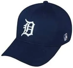 Adult FLAT BRIM Detroit Tigers Home Navy Wht"D" Hat Cap MLB Adjustable