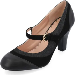 Agodor Women's Chunky Heel Mary Jane Lolita Platform Shoes Suede Round Toe Block Heel Pumps