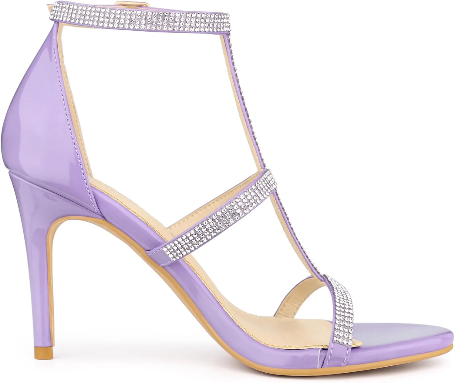 Allegra K Women's Rhinestone Ankle Strap Stiletto High Heel Sandals