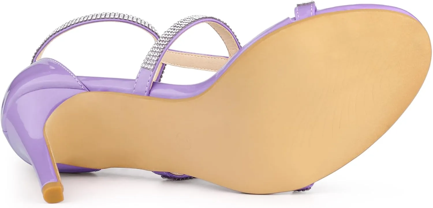 Allegra K Women's Rhinestone Ankle Strap Stiletto High Heel Sandals