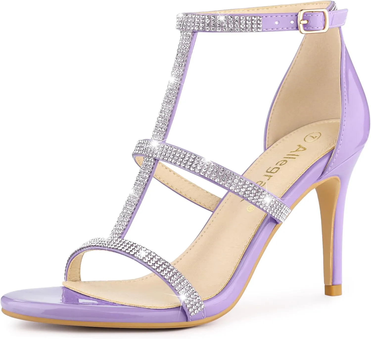 Allegra K Women's Rhinestone Ankle Strap Stiletto High Heel Sandals