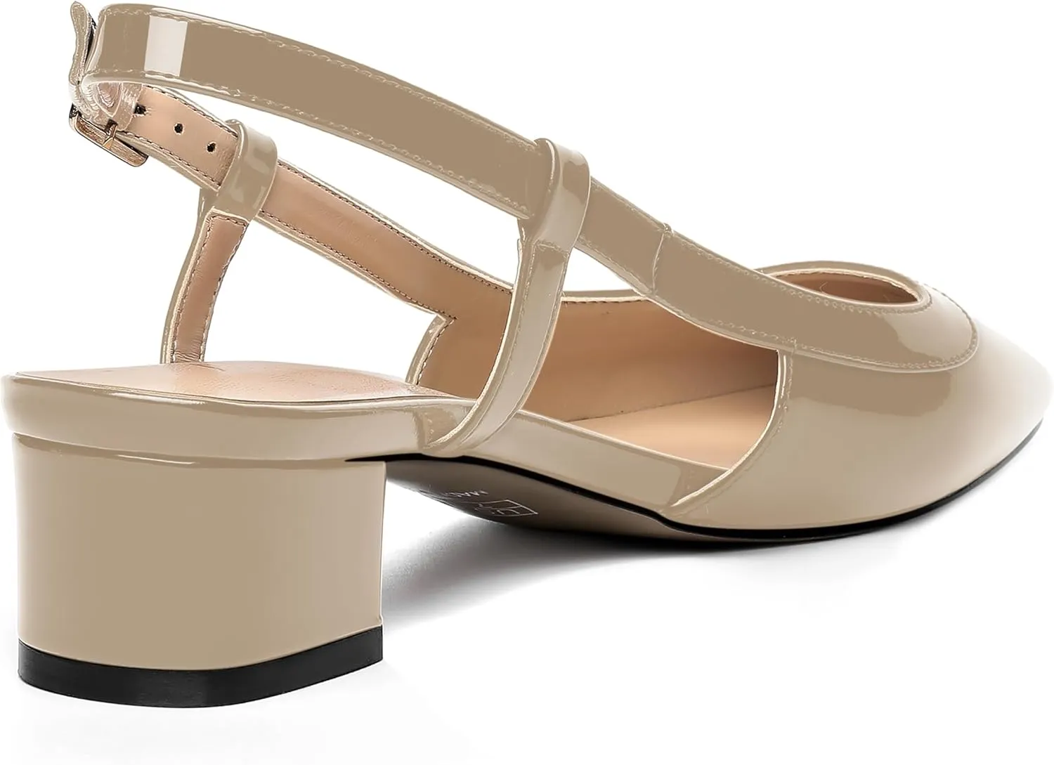 AMBELIGHT Womens Dating Patent Square Toe Buckle Adjustable Strap Sexy Block Low Heel Pumps Shoes 1.5 Inch