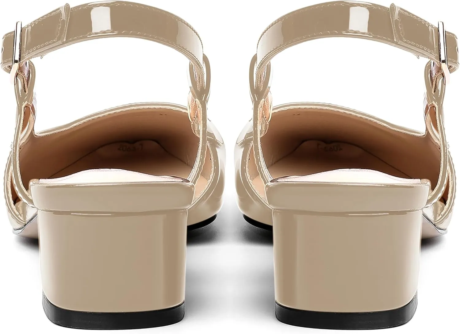 AMBELIGHT Womens Dating Patent Square Toe Buckle Adjustable Strap Sexy Block Low Heel Pumps Shoes 1.5 Inch