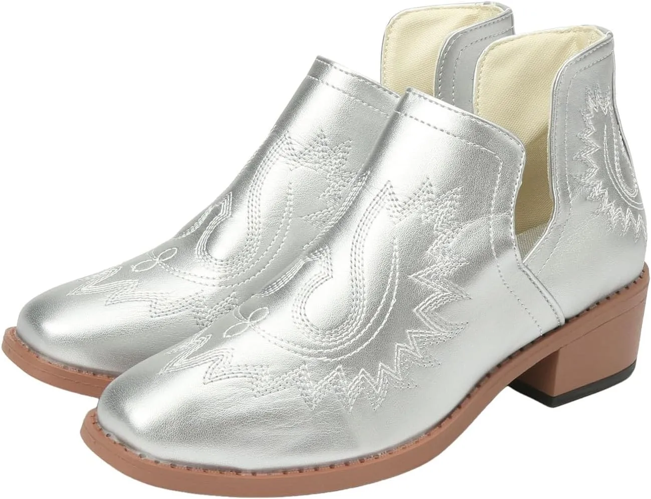 AMDBEL Booties for Women Dressy 2024 Ankle Boots Slip On Low Heel Stylish Western Short Boots Fall Winter Shoes