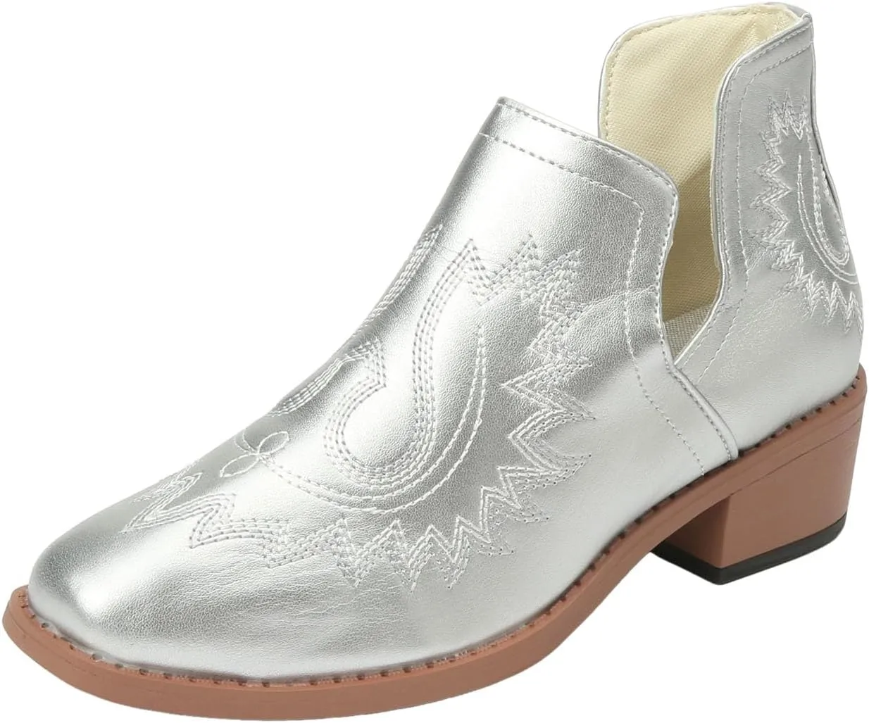 AMDBEL Booties for Women Dressy 2024 Ankle Boots Slip On Low Heel Stylish Western Short Boots Fall Winter Shoes