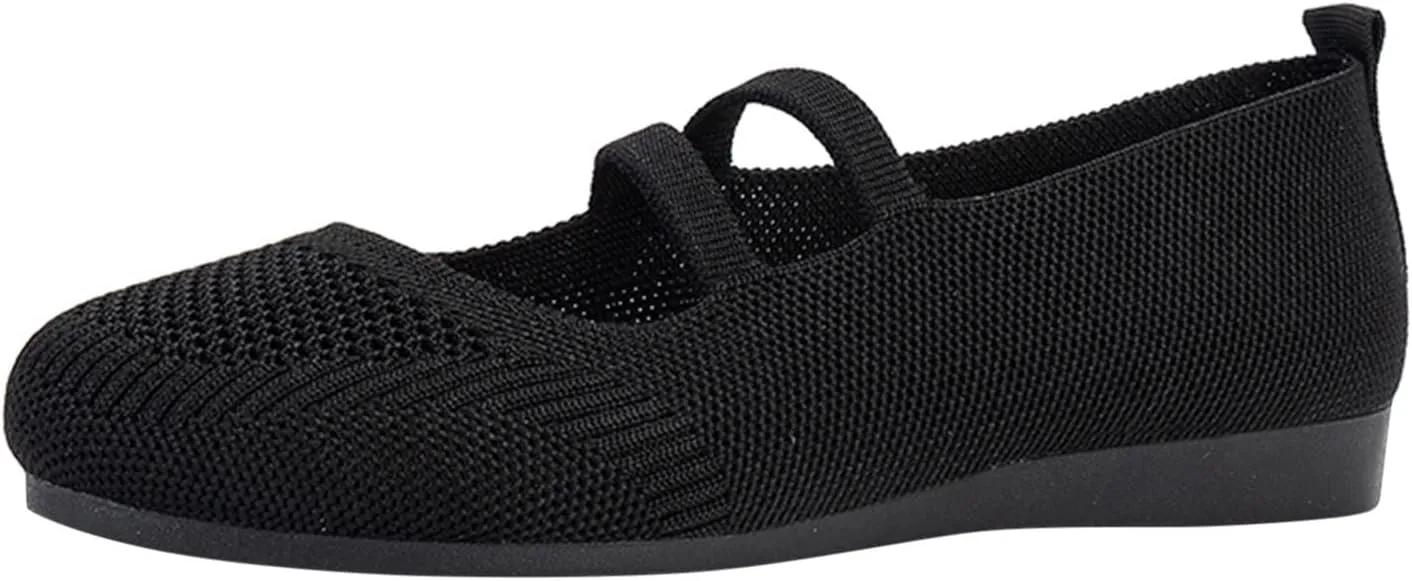 AMDBEL Flats Shoes Women Dressy Comfortable Women's Ballet Flats Shoes Crochet Knit Mesh Round Toe Slip Casual Ballet Flats