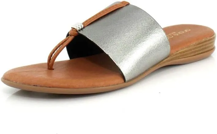 Andre Assous Womens Nice Elastic Pewter Slide - 11