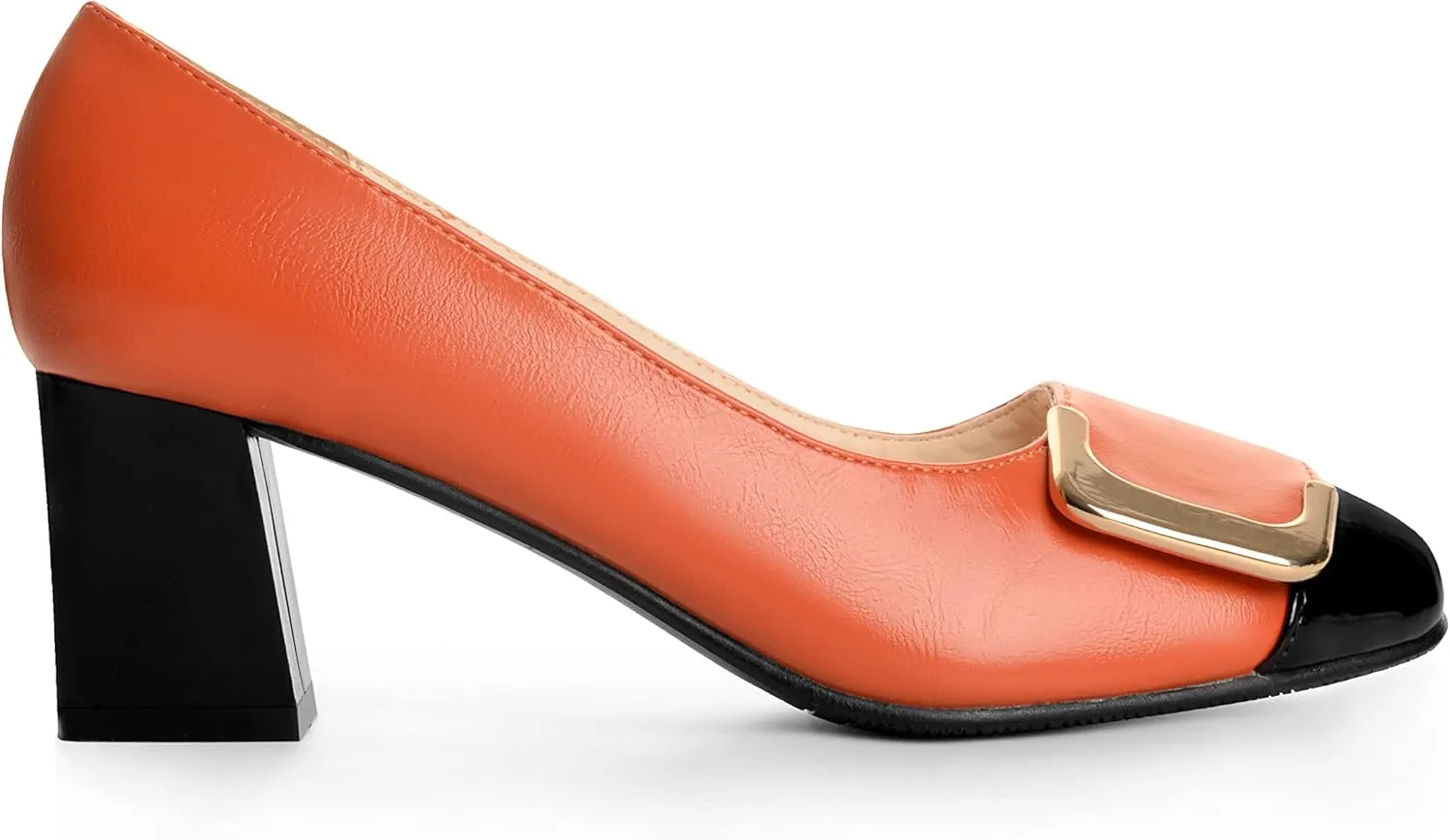 ANN CREEK Women's Pumps 'Angela' Shoes for Women Dressy Low Heel Rush Hour Office Shoes Two Tone Womens Pumps Square Toe 2.4 Inch Chunky Heel Slip On