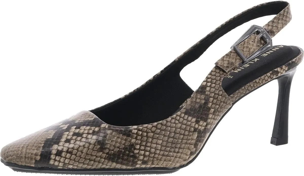 Anne Klein Womens Snake Print Slingback Heels