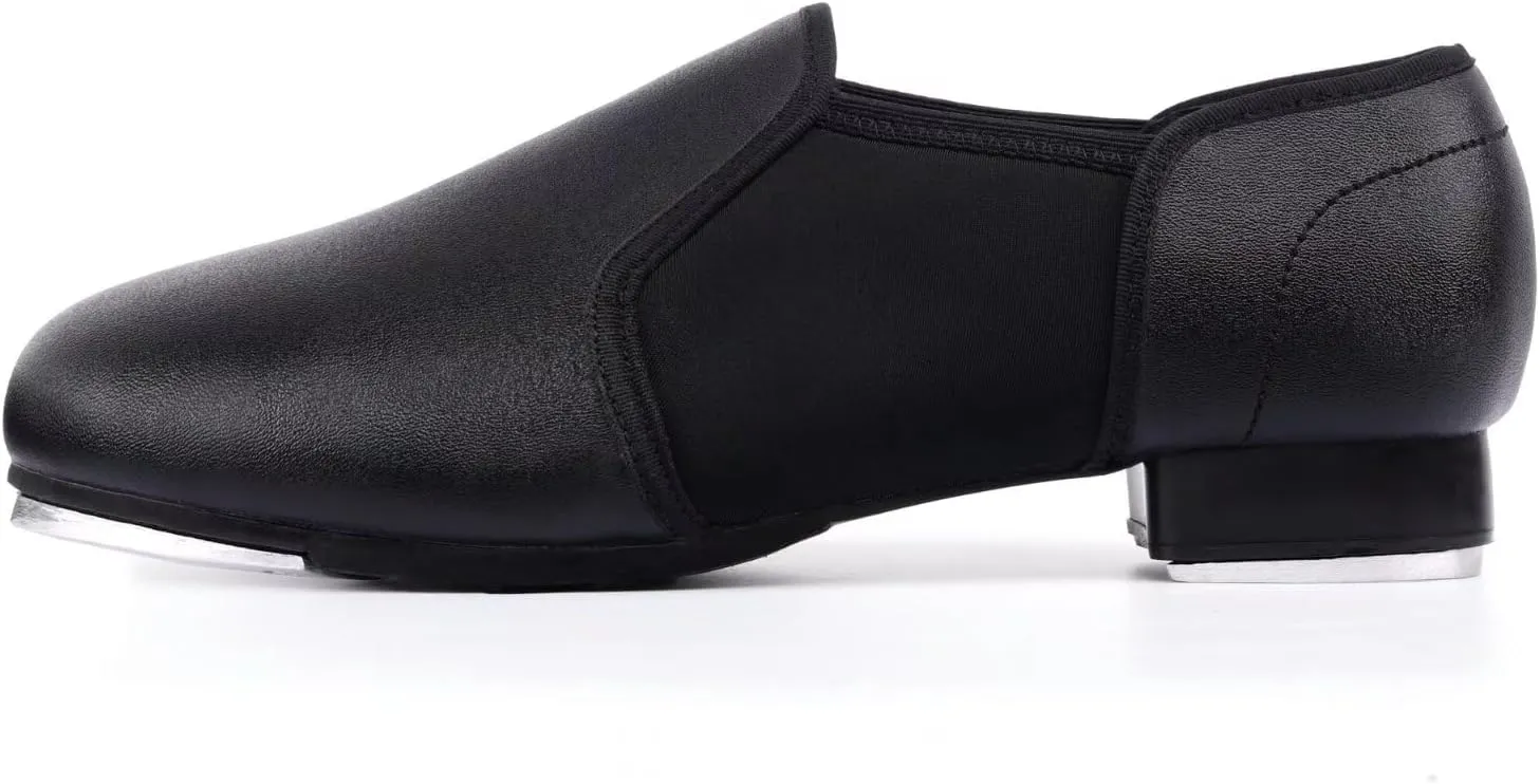 ARCLIBER Black Tap Shoes for Women and Men PU Leather Slip On Women Tap Dance Shoes
