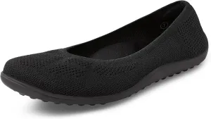 Arromic Wide Toe Box Ballet Flats Shoes for Women Slip on Knit Dressy Shoes Washable Soft Ballerina Lightweight Walking Flat Black