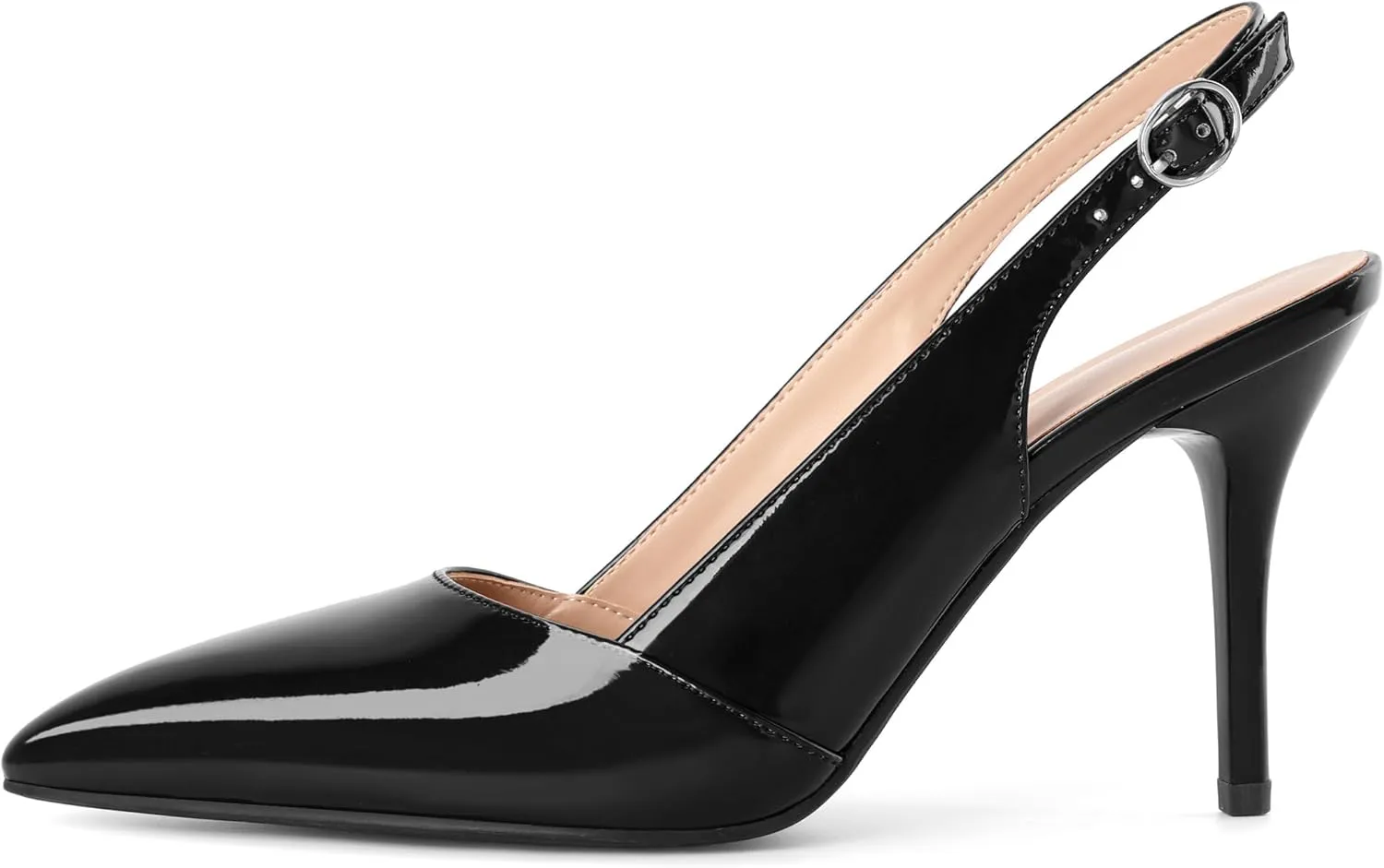 AUMOTED Women's Slingback D'Orsay Slip-on High Heels Pointed Toe Stiletto Ankle-Strap Heel Pump Dress Shoes 3.5 Inch