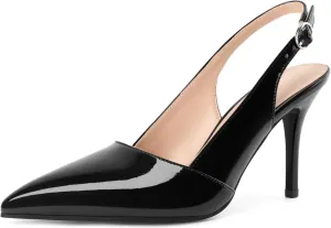 AUMOTED Women's Slingback D'Orsay Slip-on High Heels Pointed Toe Stiletto Ankle-Strap Heel Pump Dress Shoes 3.5 Inch