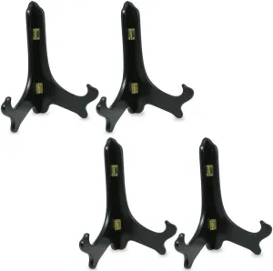 BANBERRY DESIGNS Folding Black Wooden Easels - Premium Quality - Plate Holder - Display Stand - 9 Inch - Set of 4 Pieces