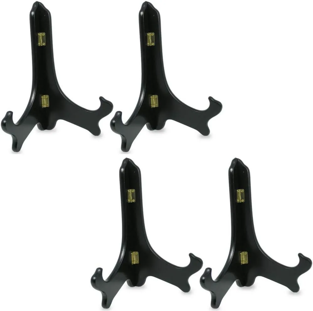 BANBERRY DESIGNS Folding Black Wooden Easels - Premium Quality - Plate Holder - Display Stand - 9 Inch - Set of 4 Pieces