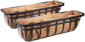 BestNest 2 Pack of Panacea 88558 Black Flat Iron Series Planter Boxes, 36" L