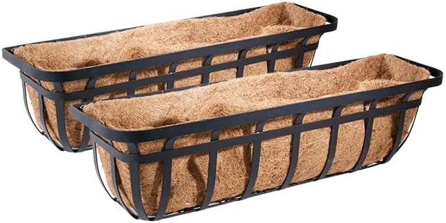 BestNest 2 Pack of Panacea 88558 Black Flat Iron Series Planter Boxes, 36" L