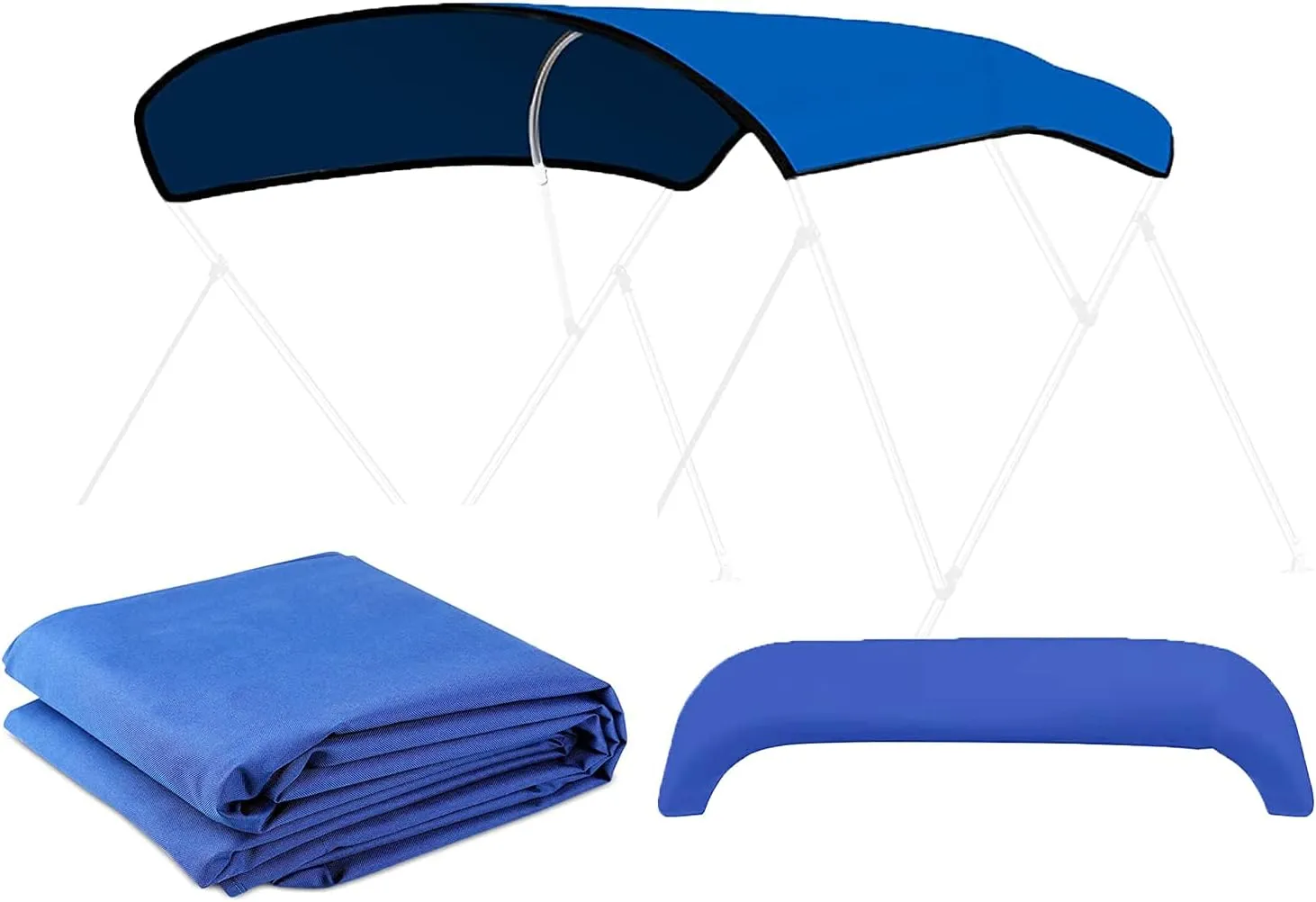 Bimini Top Fabric Replacement Canvas Canopy，3 Bow Bimini Top Cover for Boat with Storage Boot,600 D Anti-UV Waterproof Bimini Top Canopy Without Frame