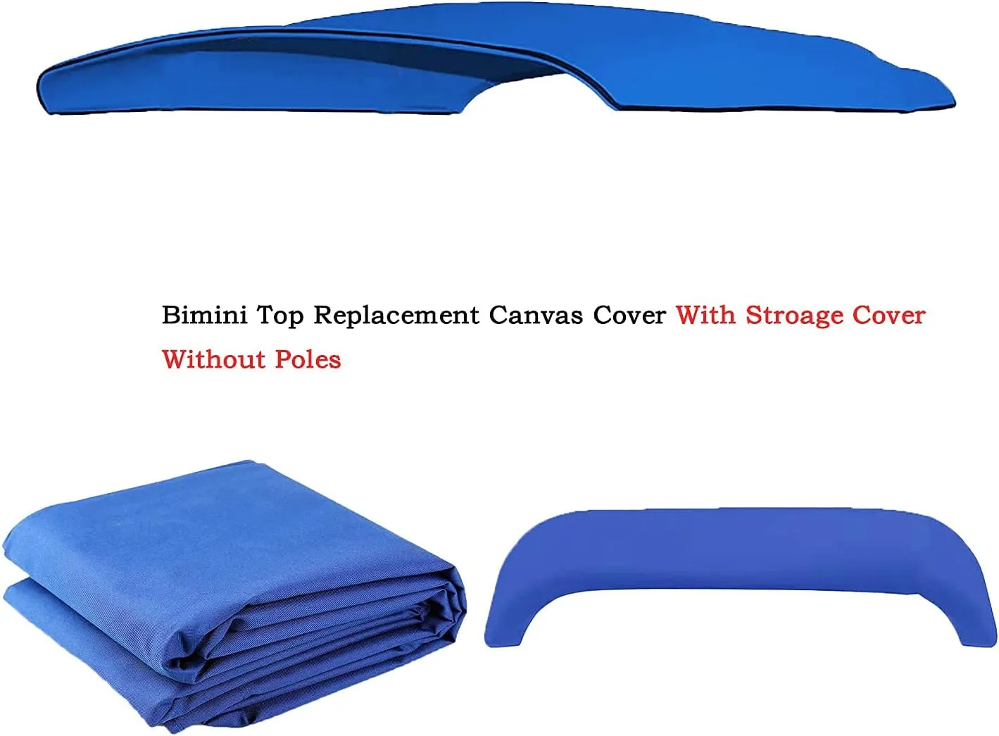 Bimini Top Fabric Replacement Canvas Canopy，3 Bow Bimini Top Cover for Boat with Storage Boot,600 D Anti-UV Waterproof Bimini Top Canopy Without Frame
