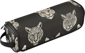 Black Tribal Tigers Leopard Hair Tools Travel Bag with Removable Heat Resistant Mat Waterproof Hair Tools Travel Organizer for Flat Iron Hot Tools and Haircare Accessories