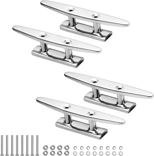Boat Cleats Marine Grade 316 Stainless Steel Boat Mooring Cleat Pack of 4, Installation Accessories Included