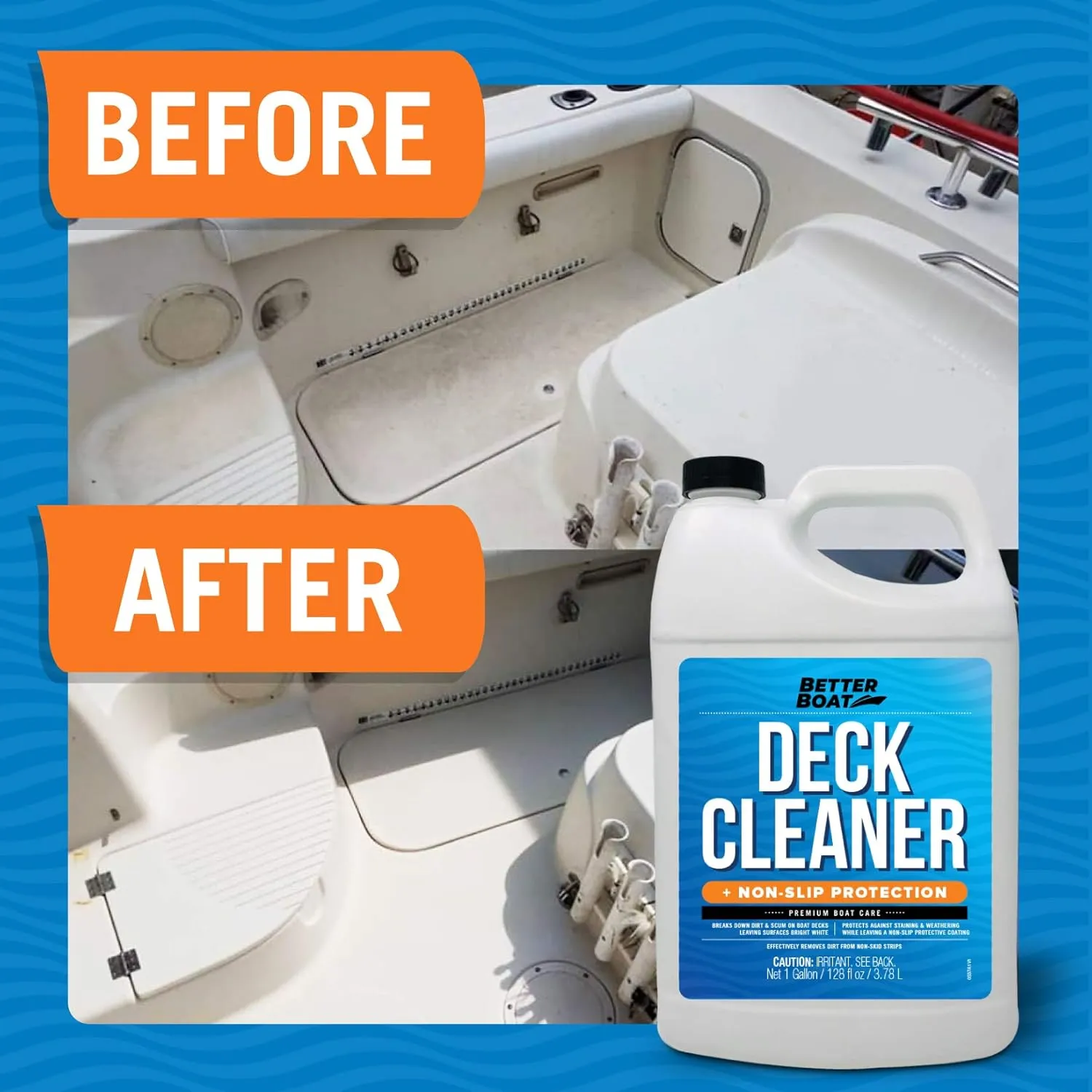 Boat Non-Skid Deck Cleaner, Marine-Grade, for Fiberglass, Aluminum, Plastic, Vinyl, Composite Floors & Hulls, Wash Soap & Sealant Cleaning Supplies